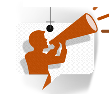 person with megaphone